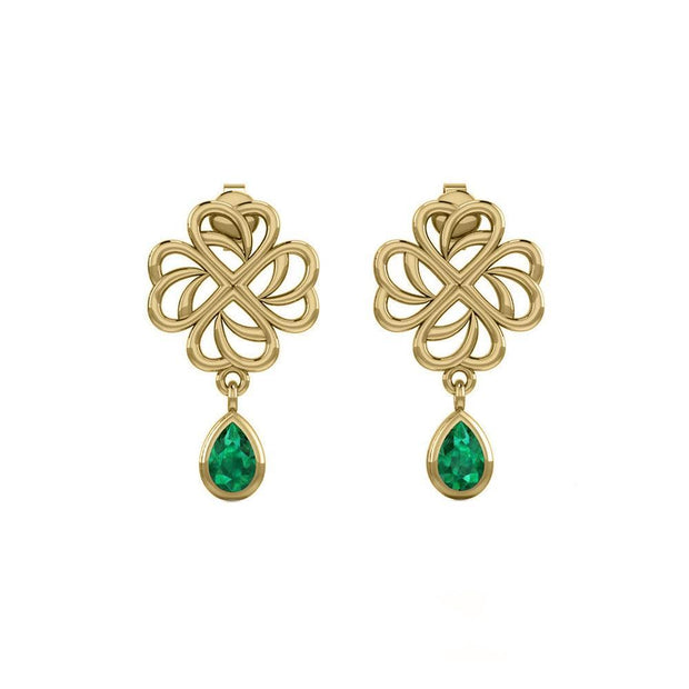 Lucky Four Leaf Clover Shamrock Solid Yellow Gold Post Earrings GER1733 - Jewelry