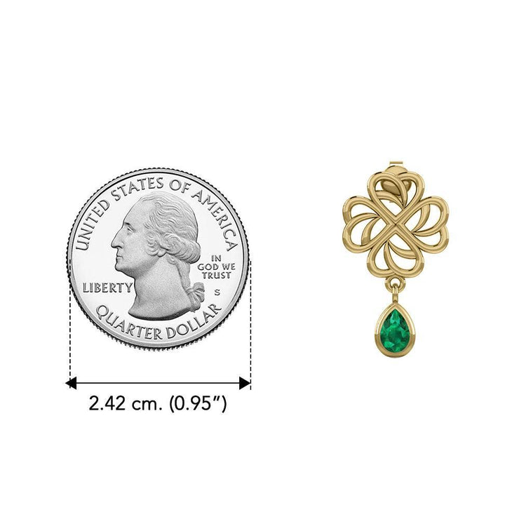 Lucky Four Leaf Clover Shamrock Solid Yellow Gold Post Earrings GER1733 - Jewelry