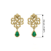 Lucky Four Leaf Clover Shamrock Solid Yellow Gold Post Earrings GER1733 - Jewelry