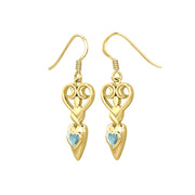 Goddess with Heart Gemstone Solid Gold Earrings GER1918