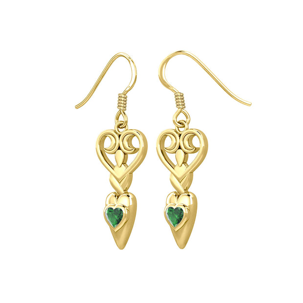 Goddess with Heart Gemstone Solid Gold Earrings GER1918