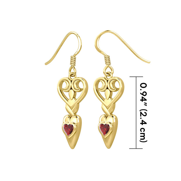 Goddess with Heart Gemstone Solid Gold Earrings GER1918