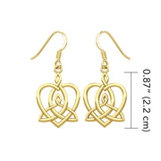 Celtic Motherhood Triquetra or Trinity Heart 14K Solid Gold Earrings GER1948