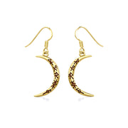 Crescent Moon with Meaningful Bind Runes Gold Earrings GER1955