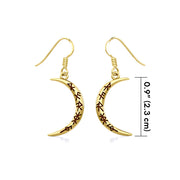 Crescent Moon with Meaningful Bind Runes Gold Earrings GER1955