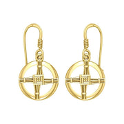 Saint Brigids Cross Solid Yellow Gold Earrings GER1959 - Jewelry