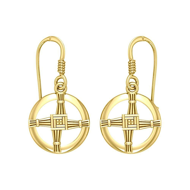 Saint Brigids Cross Solid Yellow Gold Earrings GER1959 - Jewelry