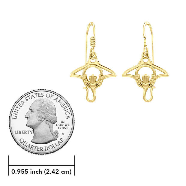 The Manta Ray 14K Solid Gold Earrings with Claddagh Symbol GER2167