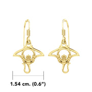 The Manta Ray 14K Solid Gold Earrings with Claddagh Symbol GER2167