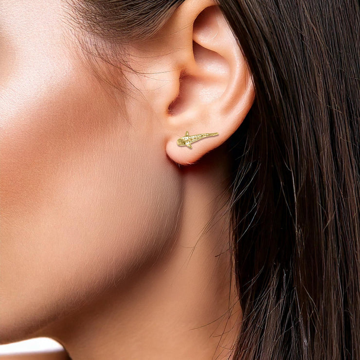 Whale Shark Solid Gold Post Earrings GER2213