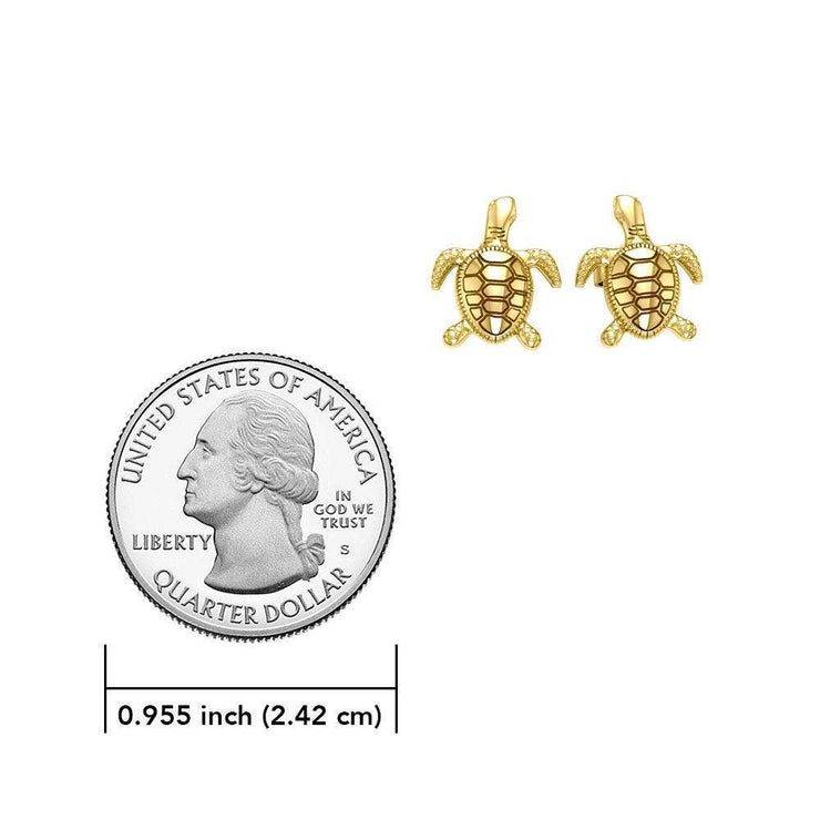 14 Karat Gold Turtle Post Earrings GJE206