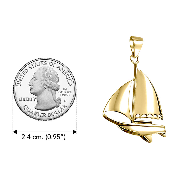 Enjoy sailing  Solid Gold Sailboat Pendant Jewelry GJP065