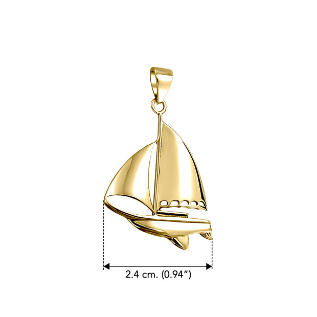 Enjoy sailing  Solid Gold Sailboat Pendant Jewelry GJP065