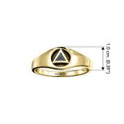 Triangle AA Recovery Symbol with Inlaid Stone Solid Yellow Gold Ring GJR126