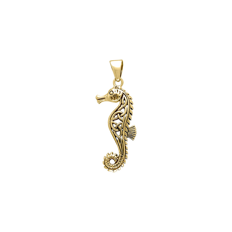 Celtic Knots Seahorse Solid Gold Pendant  GPD055