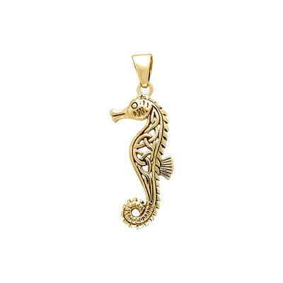 Celtic Knots Seahorse Solid Gold Pendant  GPD055