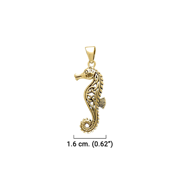 Celtic Knots Seahorse Solid Gold Pendant  GPD055