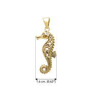 Celtic Knots Seahorse Solid Gold Pendant  GPD055