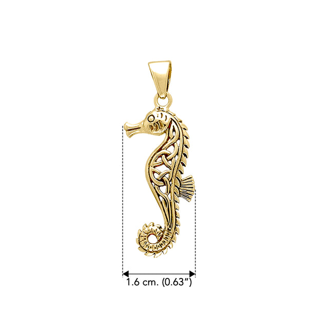 Celtic Knots Seahorse Solid Gold Pendant  GPD055