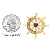 Continuing the sea journey with Celtic ship wheel ~ Solid gold pendant and gemstone GPD069