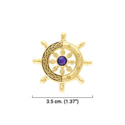 Continuing the sea journey with Celtic ship wheel ~ Solid gold pendant and gemstone GPD069