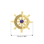 Continuing the sea journey with Celtic ship wheel ~ Solid gold pendant and gemstone GPD069