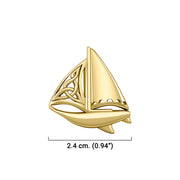 Sailing on the high seas ~ Solid Gold Celtic Sailboat Pendant Jewelry GPD073