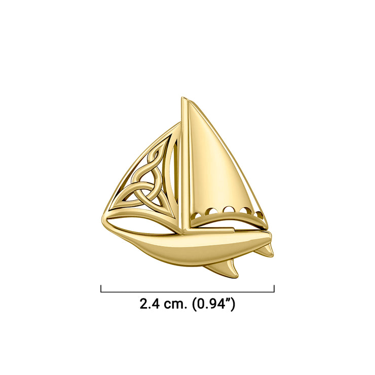 Sailing on the high seas ~ Solid Gold Celtic Sailboat Pendant Jewelry GPD073