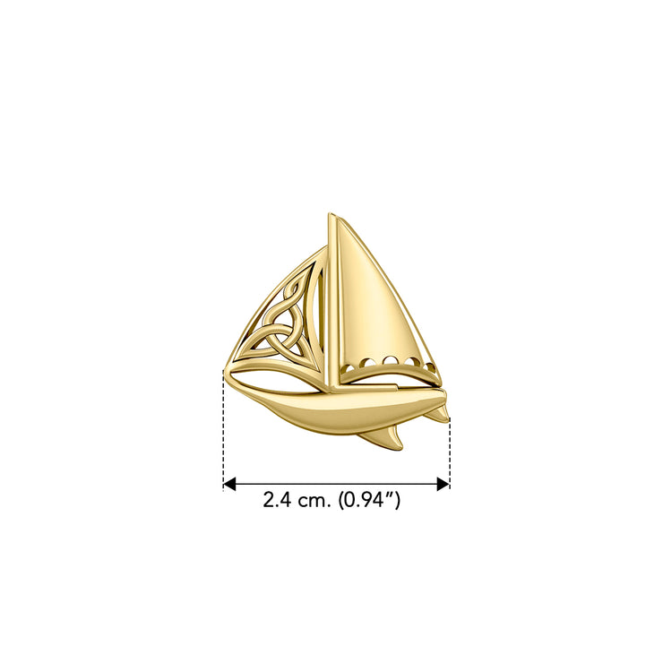 Sailing on the high seas ~ Solid Gold Celtic Sailboat Pendant Jewelry GPD073