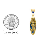 Mermaid Surfboard Solid Gold Pendant with Enamel and Gemstone GPD077