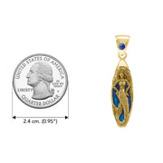 Mermaid Surfboard Solid Gold Pendant with Enamel and Gemstone GPD077