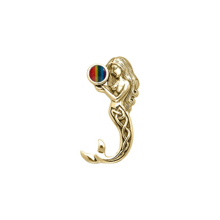 Gentle melody of the Celtic Mermaid Under the Sea ~ Solid Gold  Pendant with Gemstone GPD080