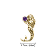 Gentle melody of the Celtic Mermaid Under the Sea ~ Solid Gold  Pendant with Gemstone GPD080