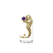 Gentle melody of the Celtic Mermaid Under the Sea ~ Solid Gold  Pendant with Gemstone GPD080