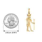 Khonsu Egyptian God Solid Yellow Gold Pendant GPD2843