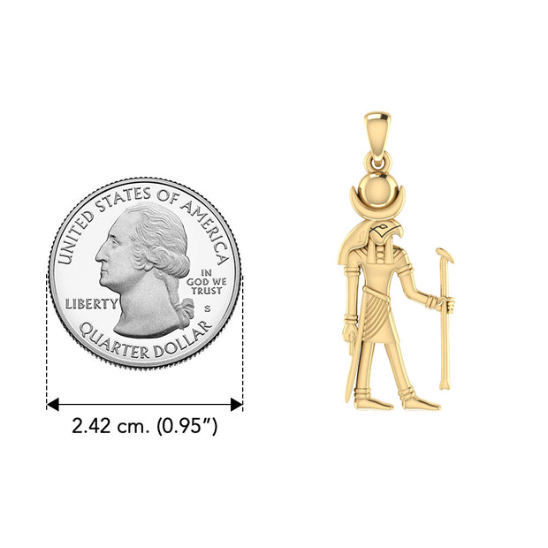 Khonsu Egyptian God Solid Yellow Gold Pendant GPD2843