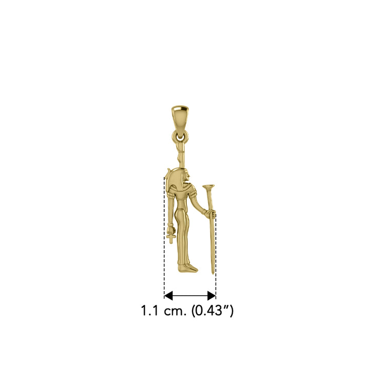 Maat Egyptian God Solid Yellow Gold Pendant GPD2846