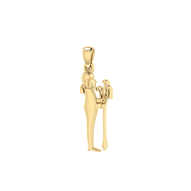 Ptah Egyptian God Solid Yellow Gold Pendant GPD2848