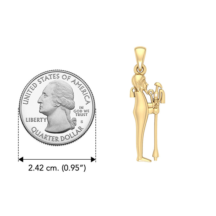 Ptah Egyptian God Solid Yellow Gold Pendant GPD2848