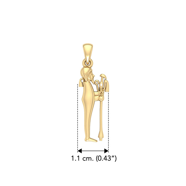 Ptah Egyptian God Solid Yellow Gold Pendant GPD2848