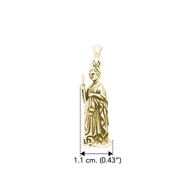 Minerva Roman Goddess Solid Yellow Gold Pendant GPD2850