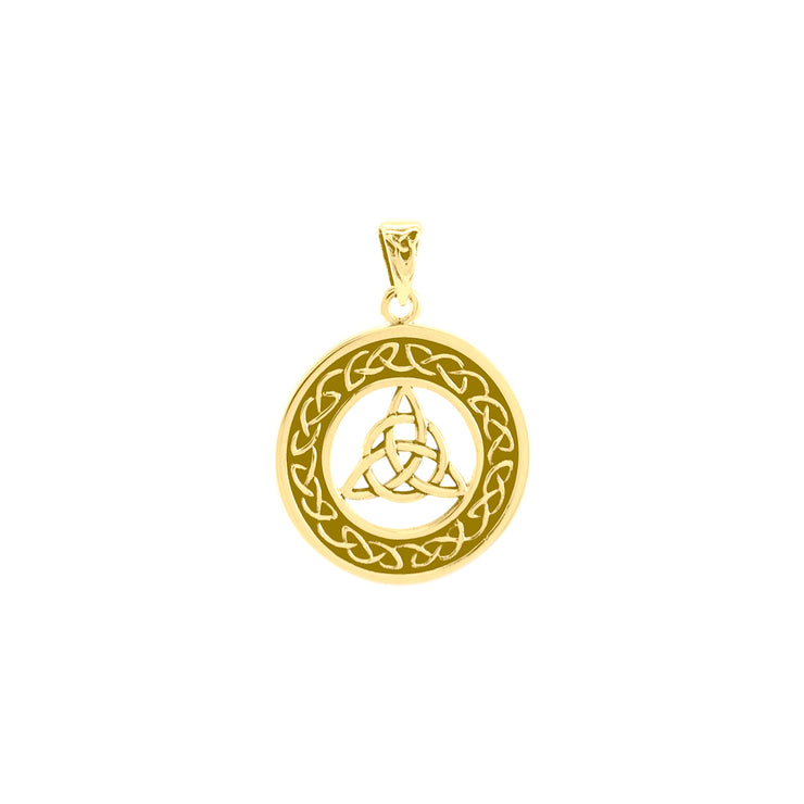 Medium Celtic Knot Triquetra Solid Gold Pendant GPD3020