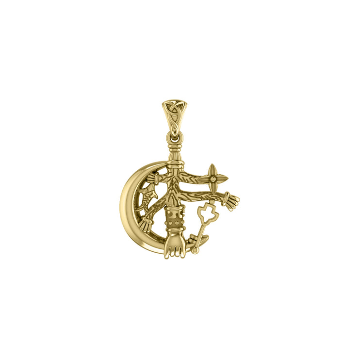 There’s Magick Behind the Solid Yellow Gold Jewelry Cimaruta Witch Charm Pendant GPD3132