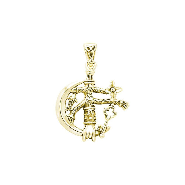 There’s Magick Behind the Solid Yellow Gold Jewelry Cimaruta Witch Charm Pendant GPD3132