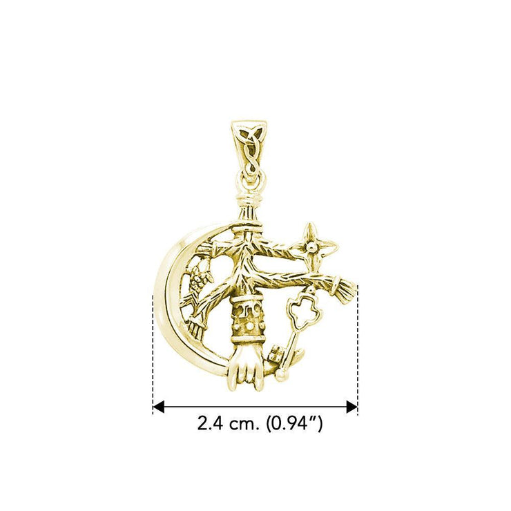 There’s Magick Behind the Solid Yellow Gold Jewelry Cimaruta Witch Charm Pendant GPD3132