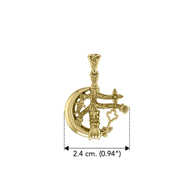 There’s Magick Behind the Solid Yellow Gold Jewelry Cimaruta Witch Charm Pendant GPD3132