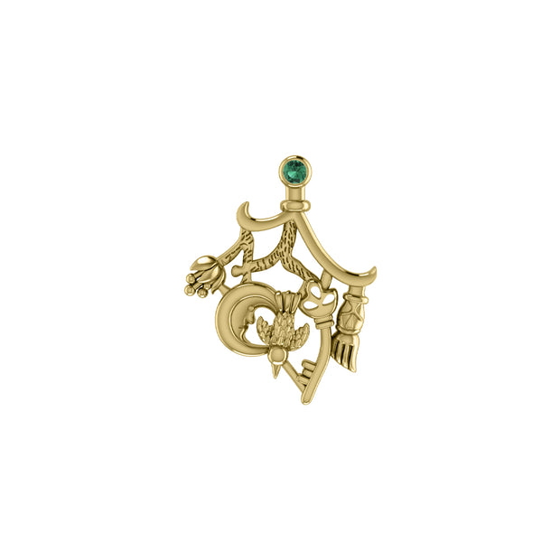 Magical Connections Cimaruta Witch Solid Yellow Gold Jewelry Pendant GPD3133