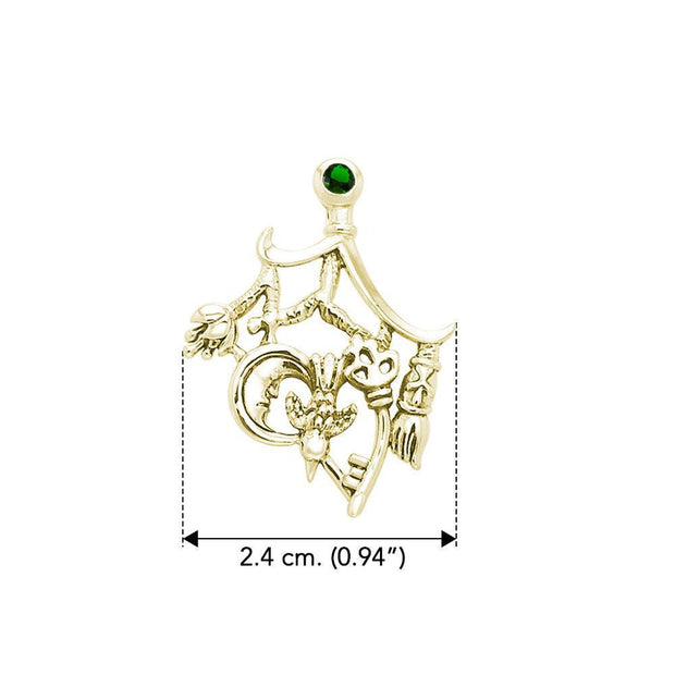 Magical Connections Cimaruta Witch Solid Yellow Gold Jewelry Pendant GPD3133