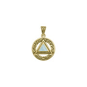 Celtic AA Symbol Solid Yellow Gold Pendant with Gemstone GPD326