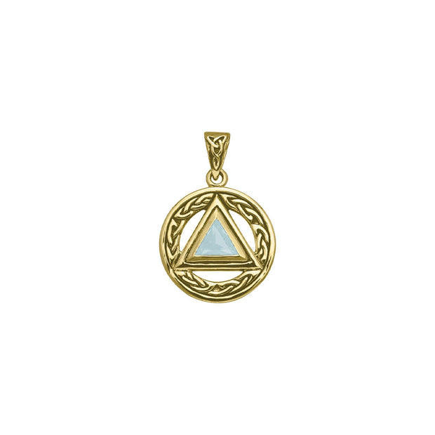 Celtic AA Symbol Solid Yellow Gold Pendant with Gemstone GPD326